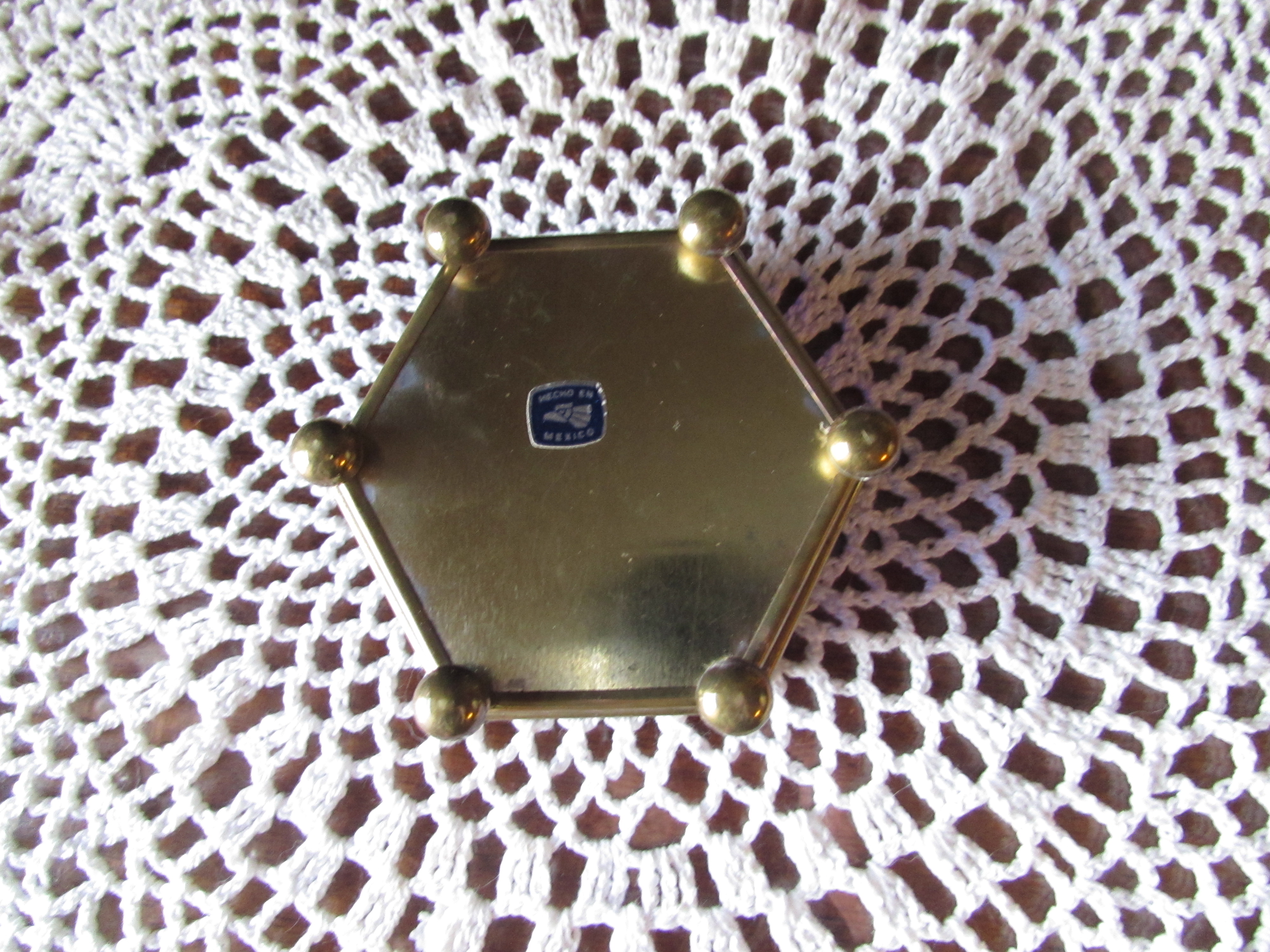 Cobalt Blue Floral Etched Trinket Box Hinged Mexico