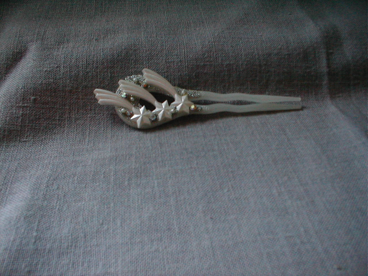 Plastic and Rhinestone Hair Pick