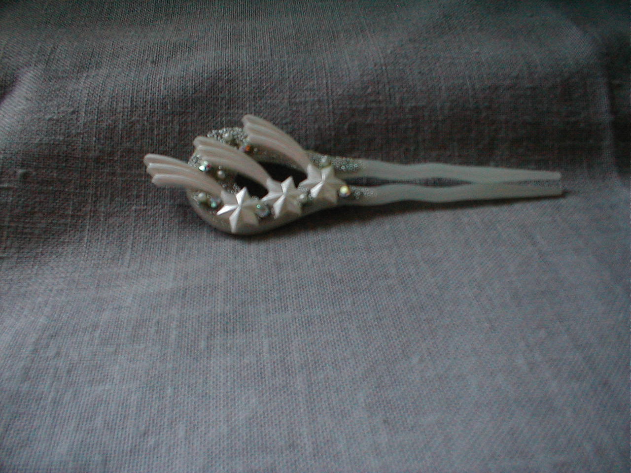 Plastic and Rhinestone Hair Pick
