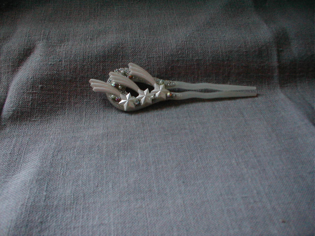Plastic and Rhinestone Hair Pick