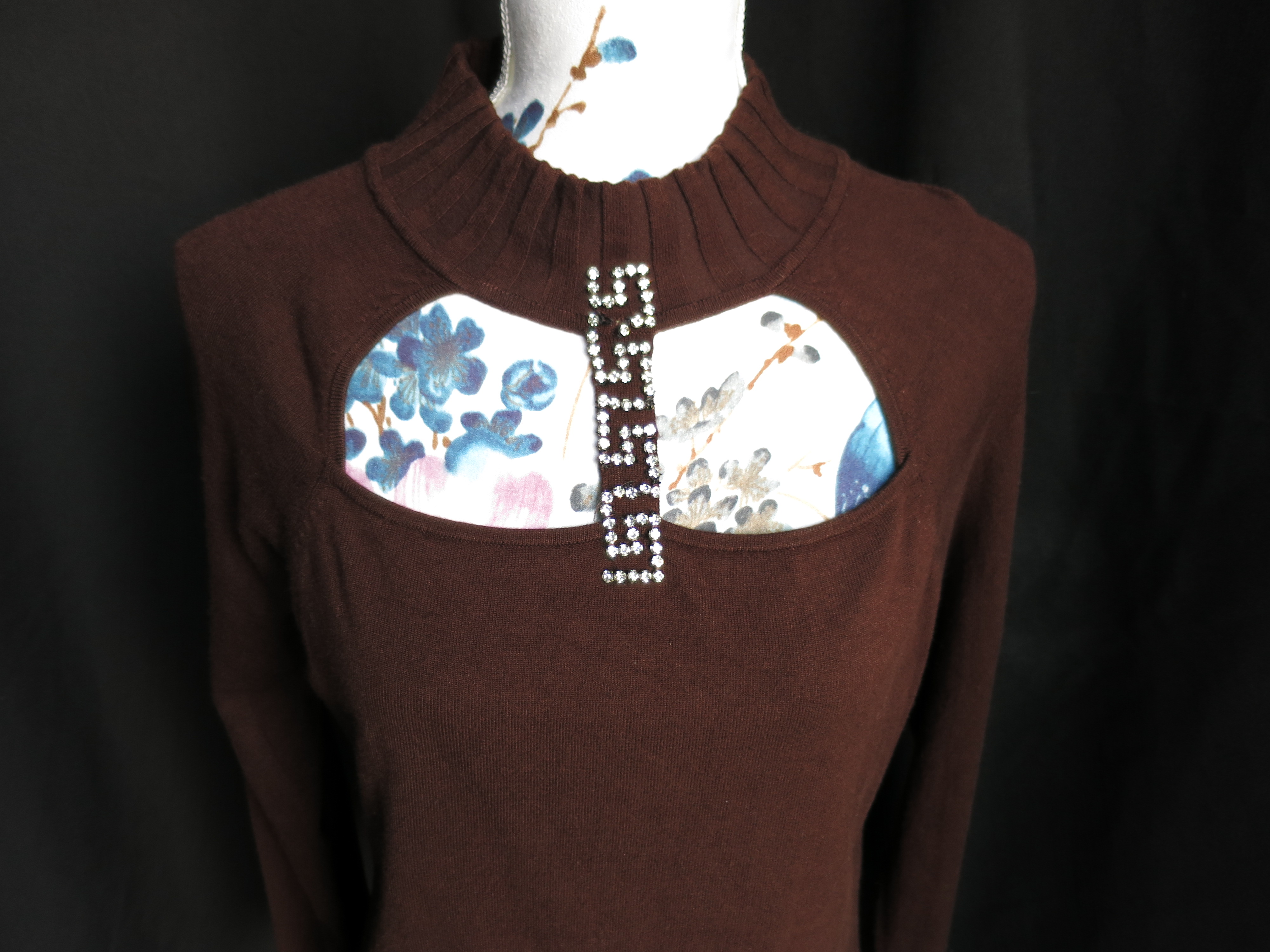 Belldini Brown Knit Pull Over Split Neck Sweater XL