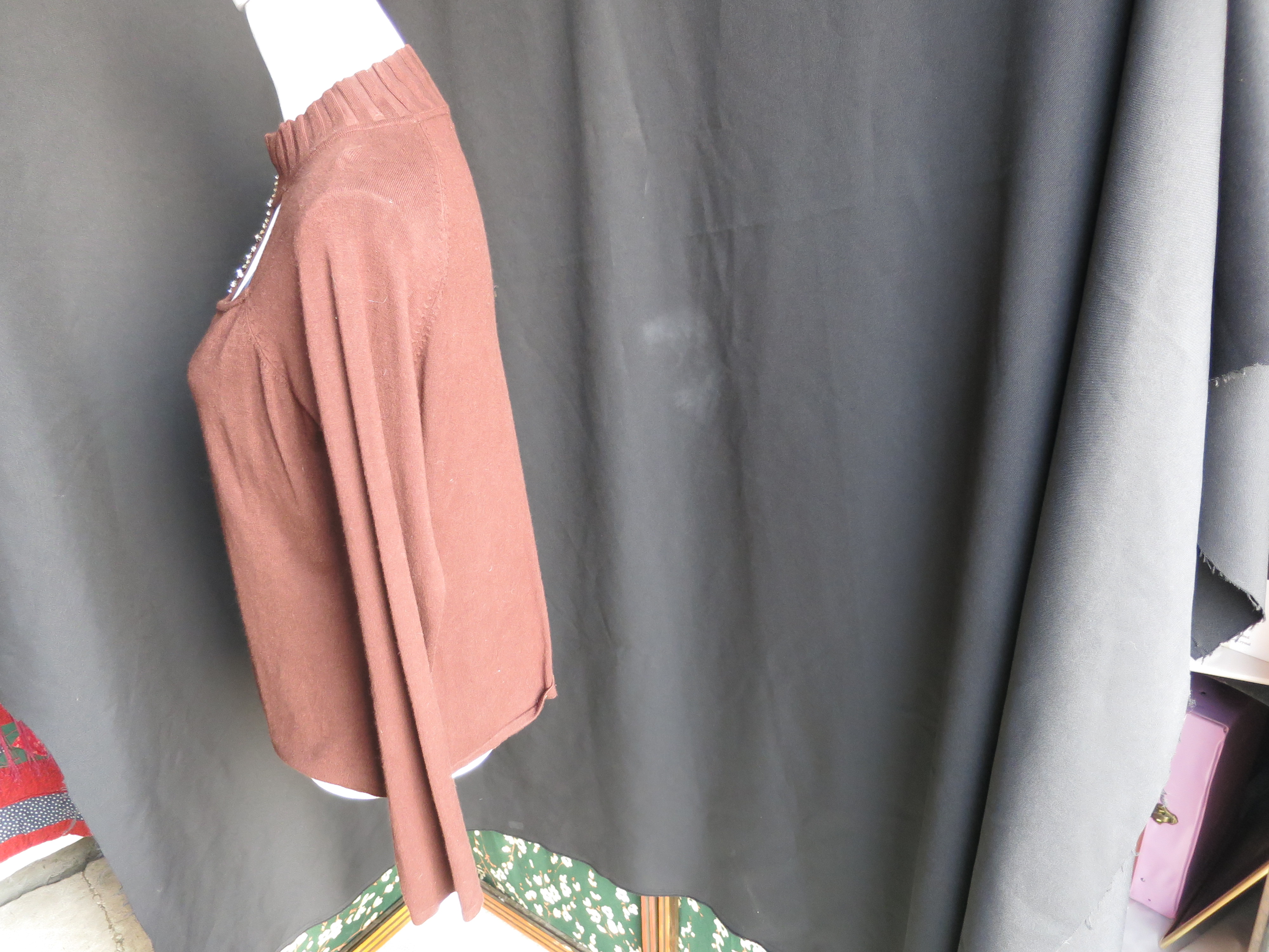 Belldini Brown Knit Pull Over Split Neck Sweater XL