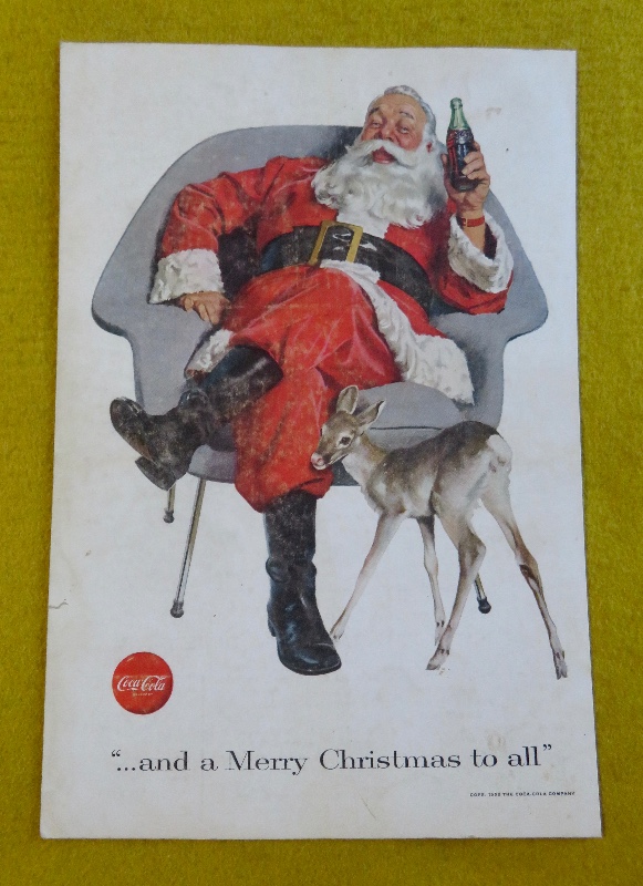 1956 Coca Cola (Coke) with Santa Claus & A Deer While He Holds A Coke