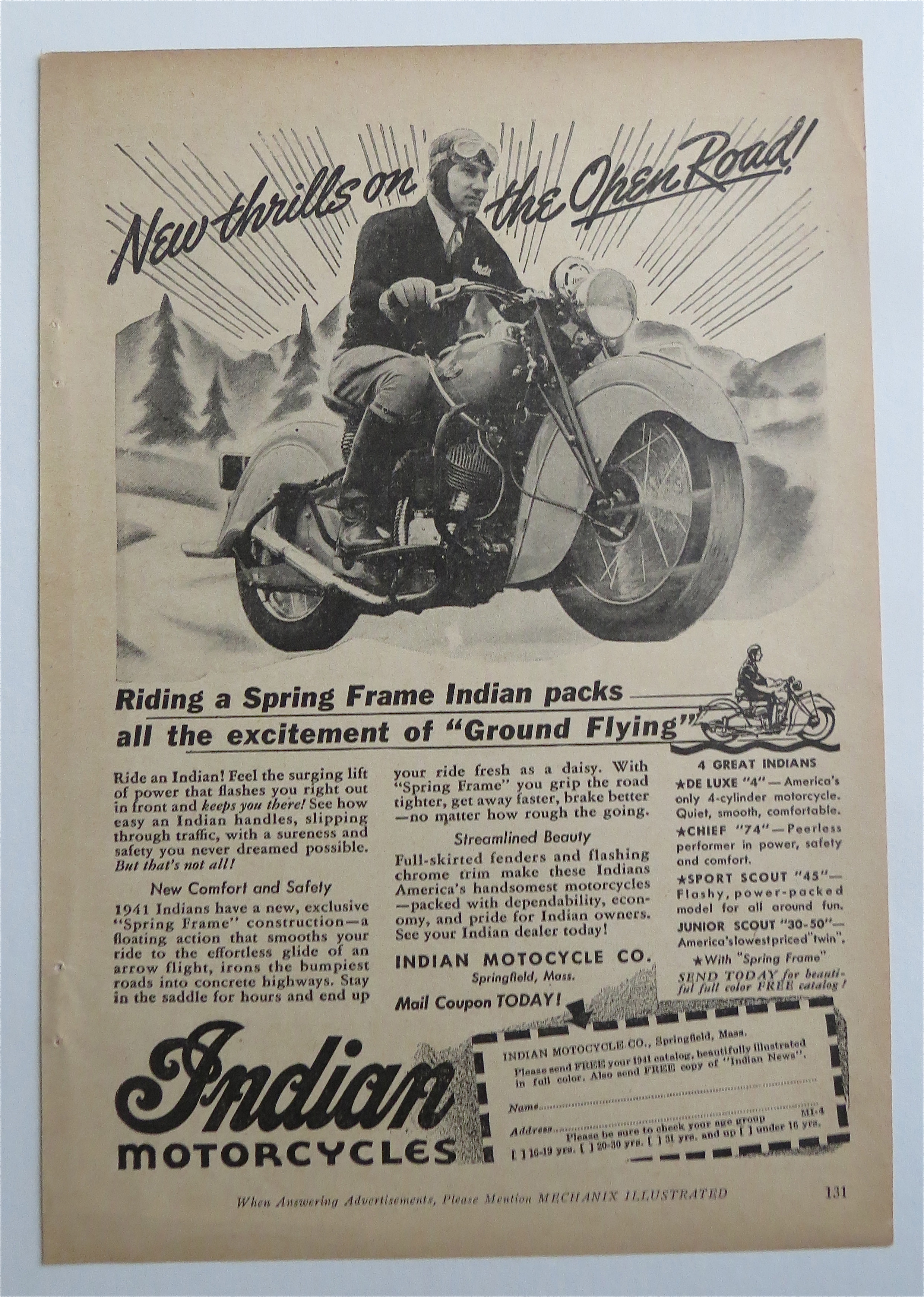 1941 Indian Motorcycles with Man Riding On A Motorcycle