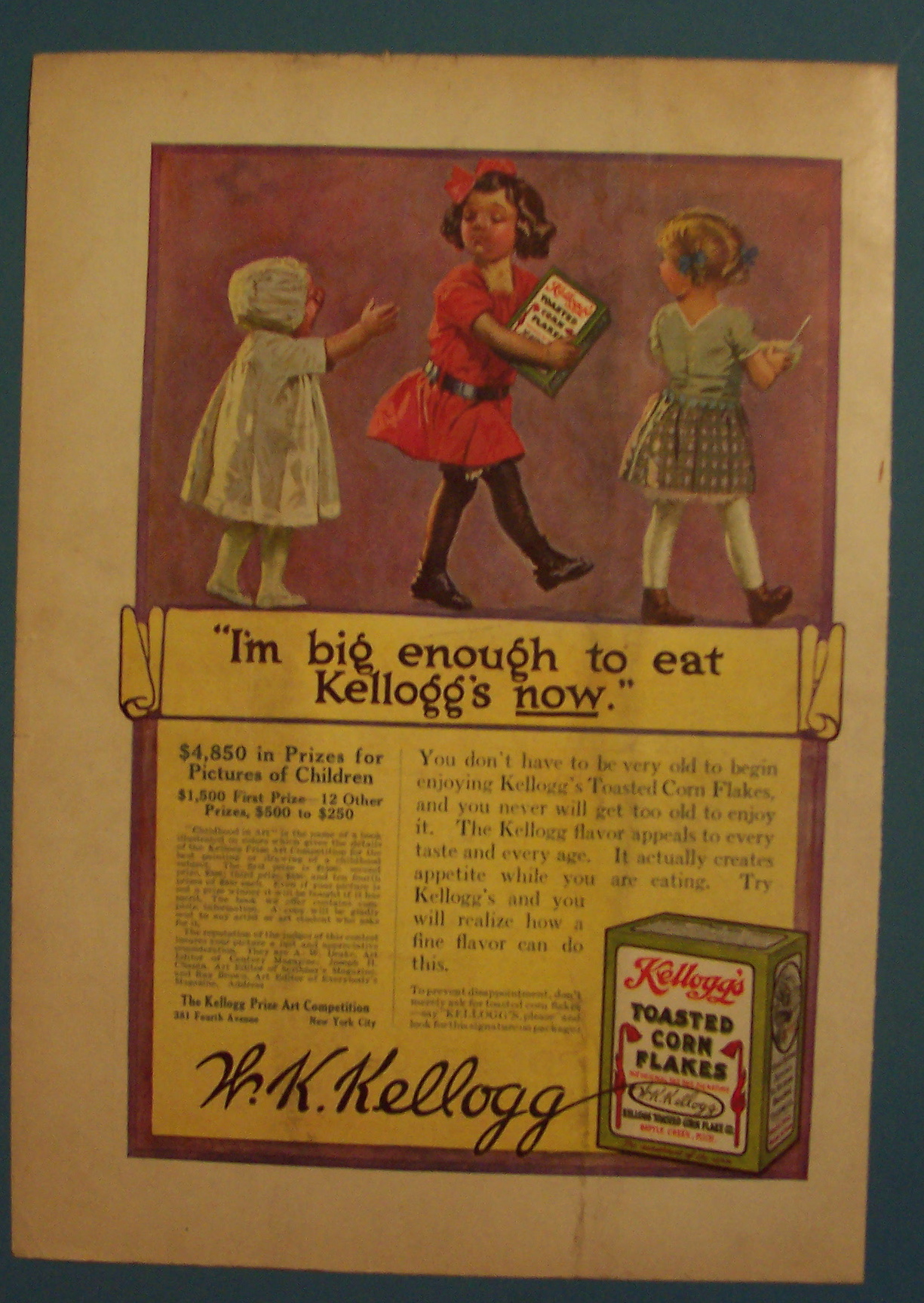 1913 Kellogg Toasted Corn Flakes with 3 Children