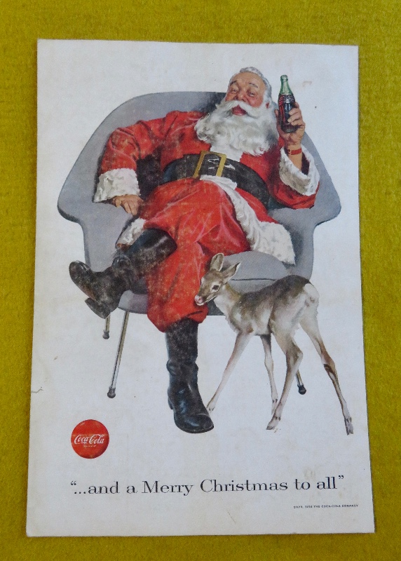1956 Coca Cola (Coke) with Santa Claus & A Deer While He Holds A Coke