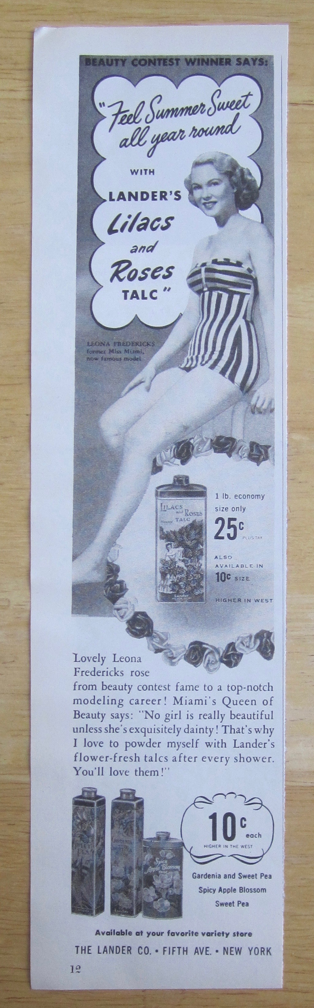 1949 Lander's Lilacs & Roses Talc w/Leona Fredericks