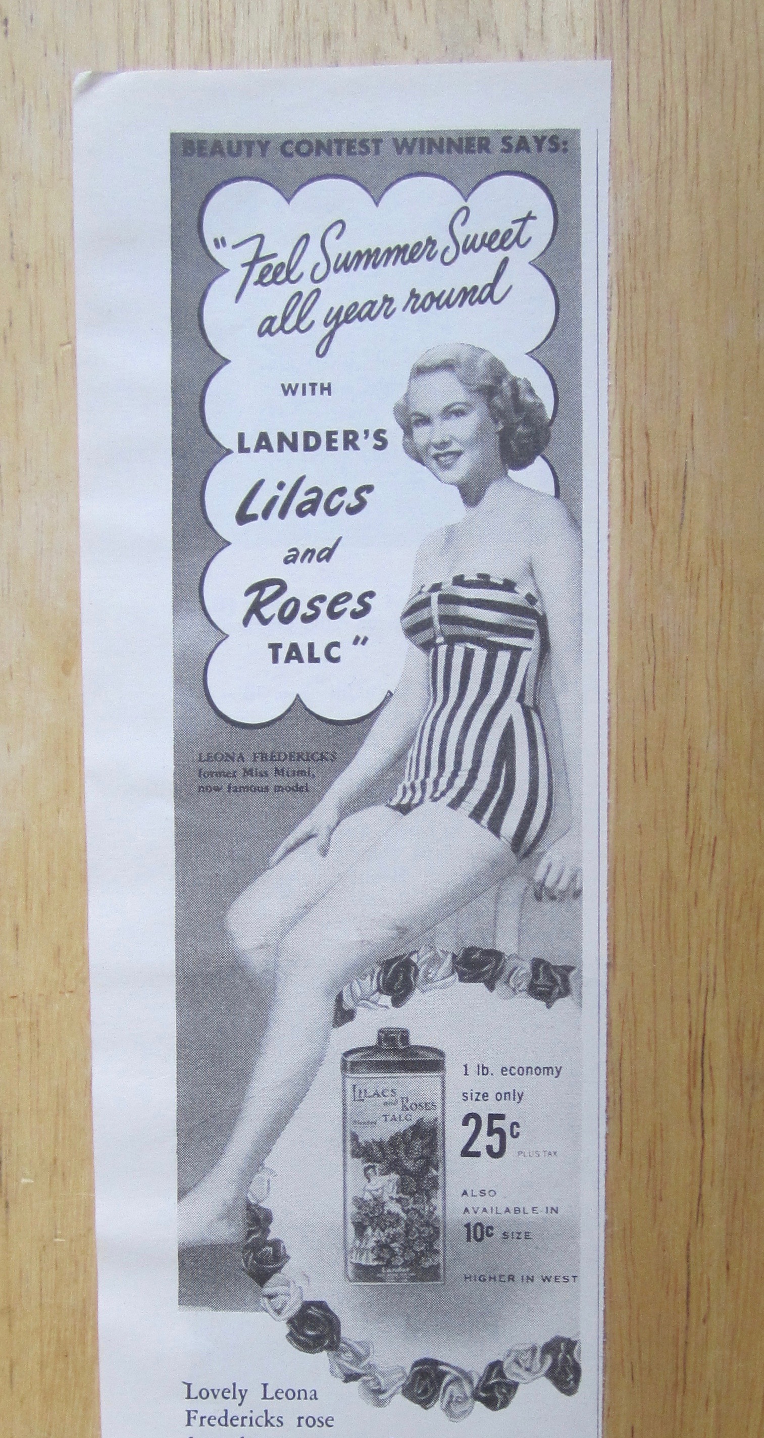 1949 Lander's Lilacs & Roses Talc w/Leona Fredericks