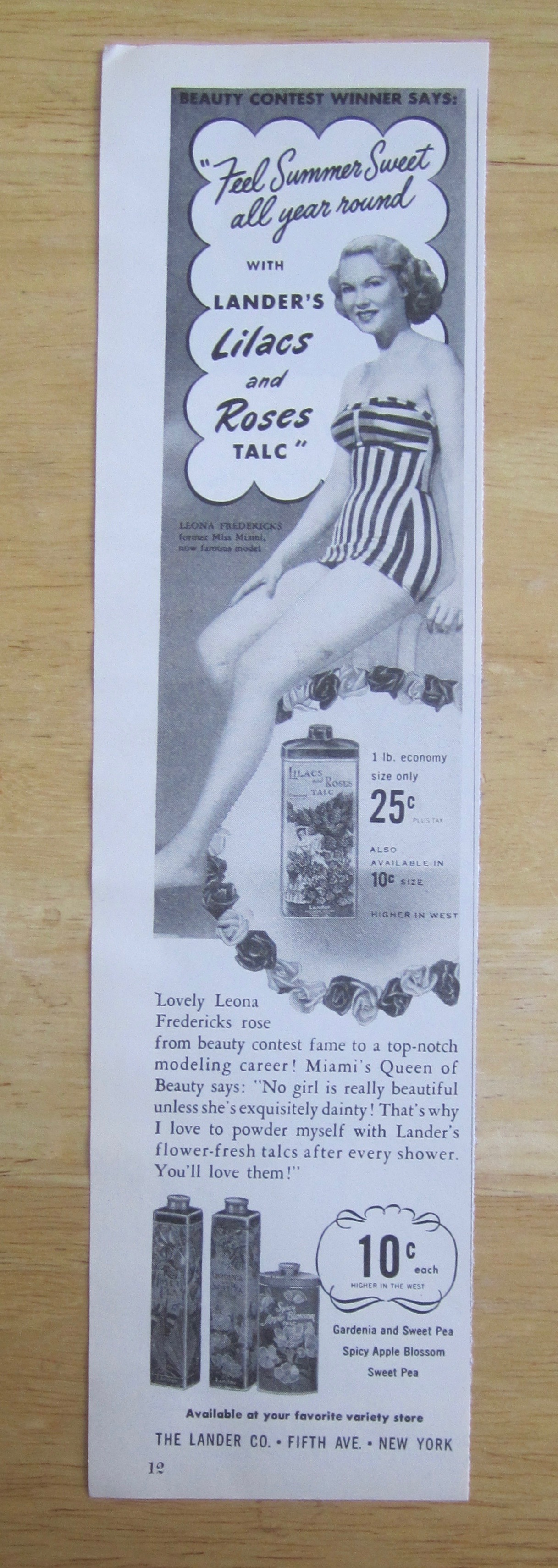 1949 Lander's Lilacs & Roses Talc w/Leona Fredericks