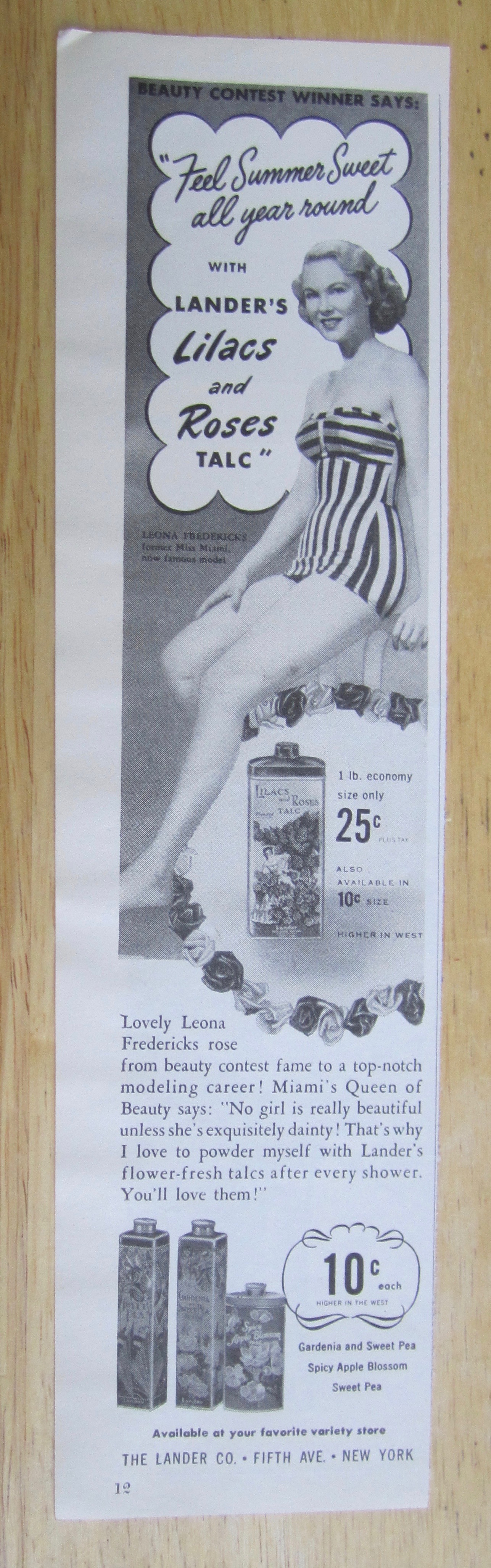 1949 Lander's Lilacs & Roses Talc w/Leona Fredericks