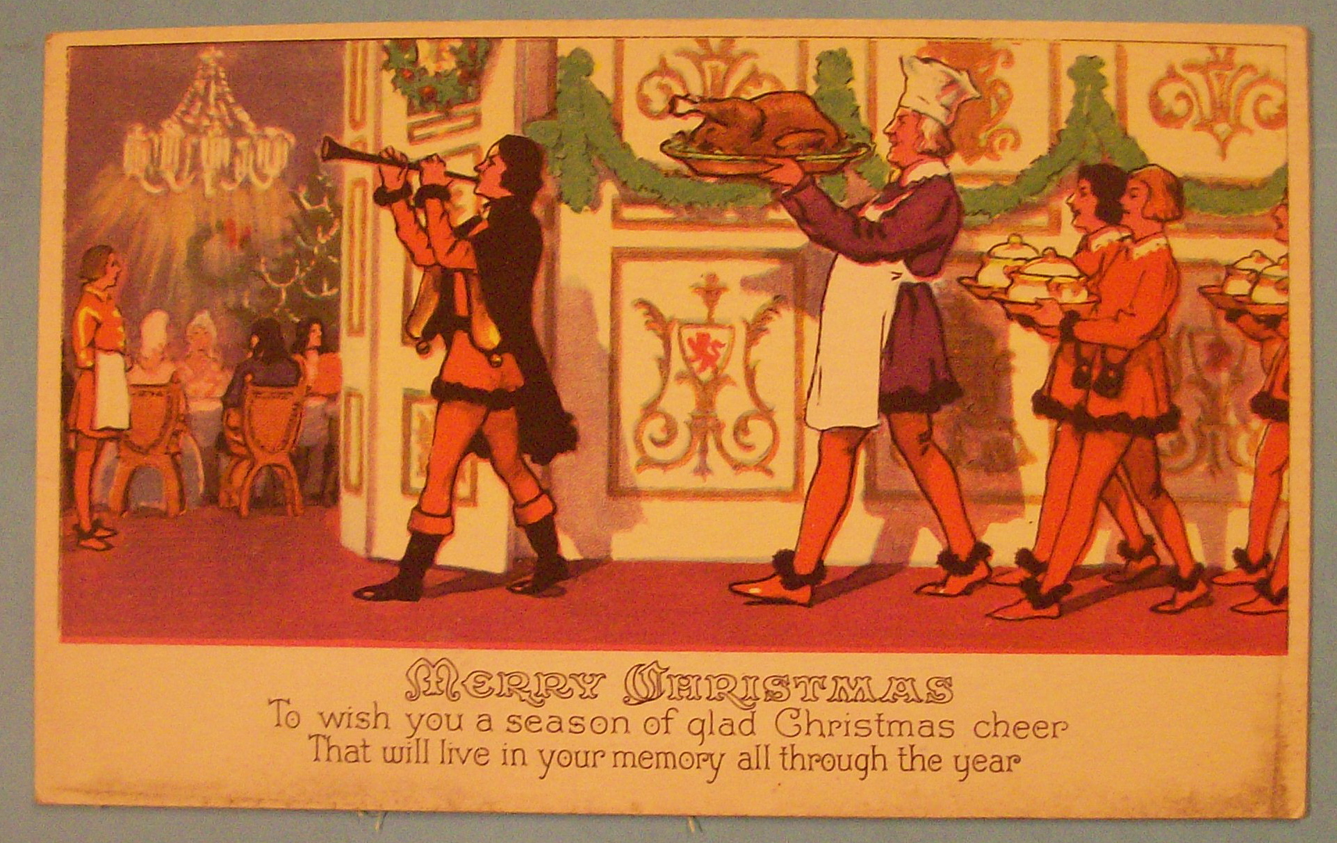 Merry Christmas Postcard w/Christmas Dinner & Guests