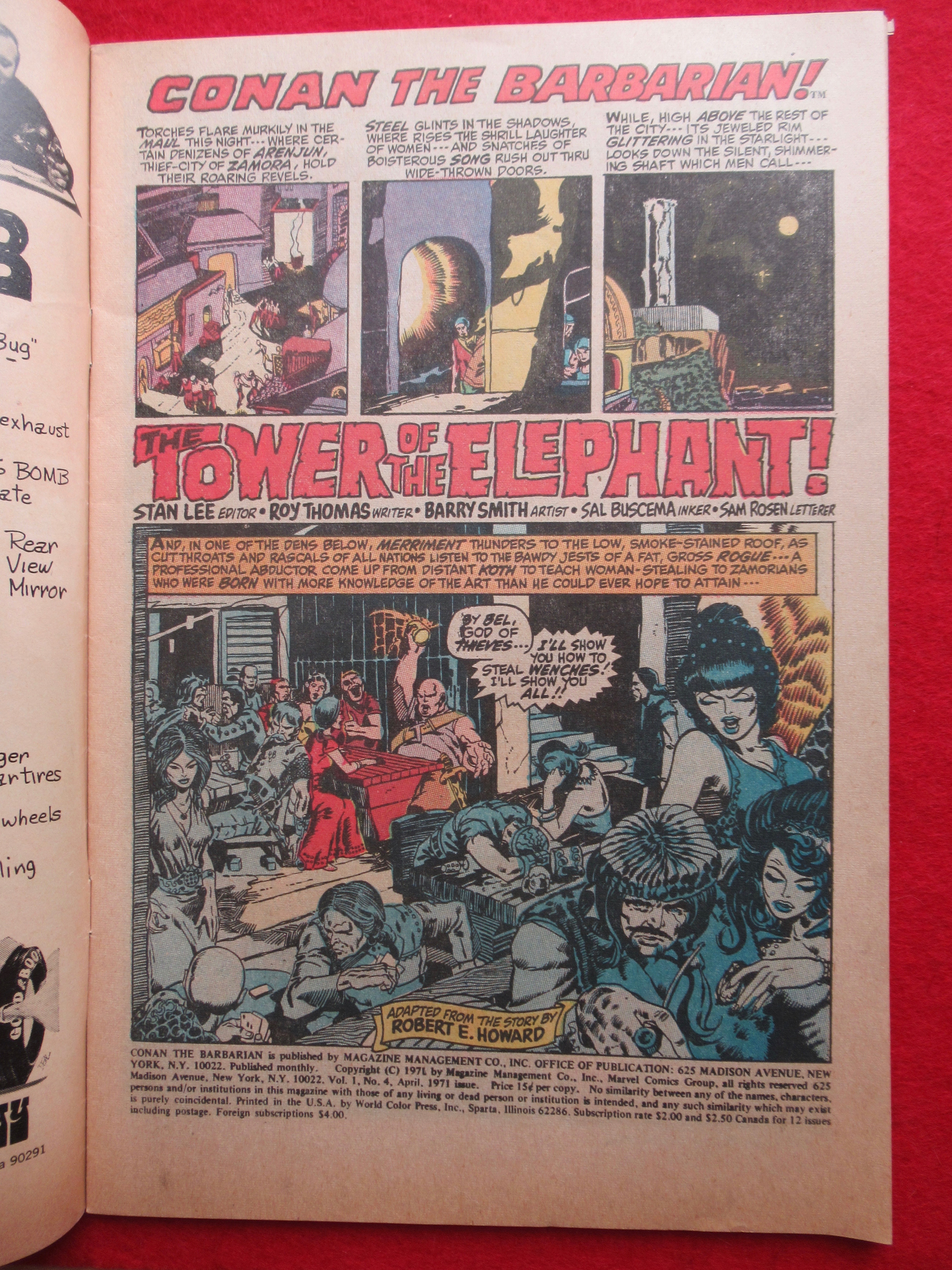 Conan The Barbarian Comic April 1971 Tower Of Elephant