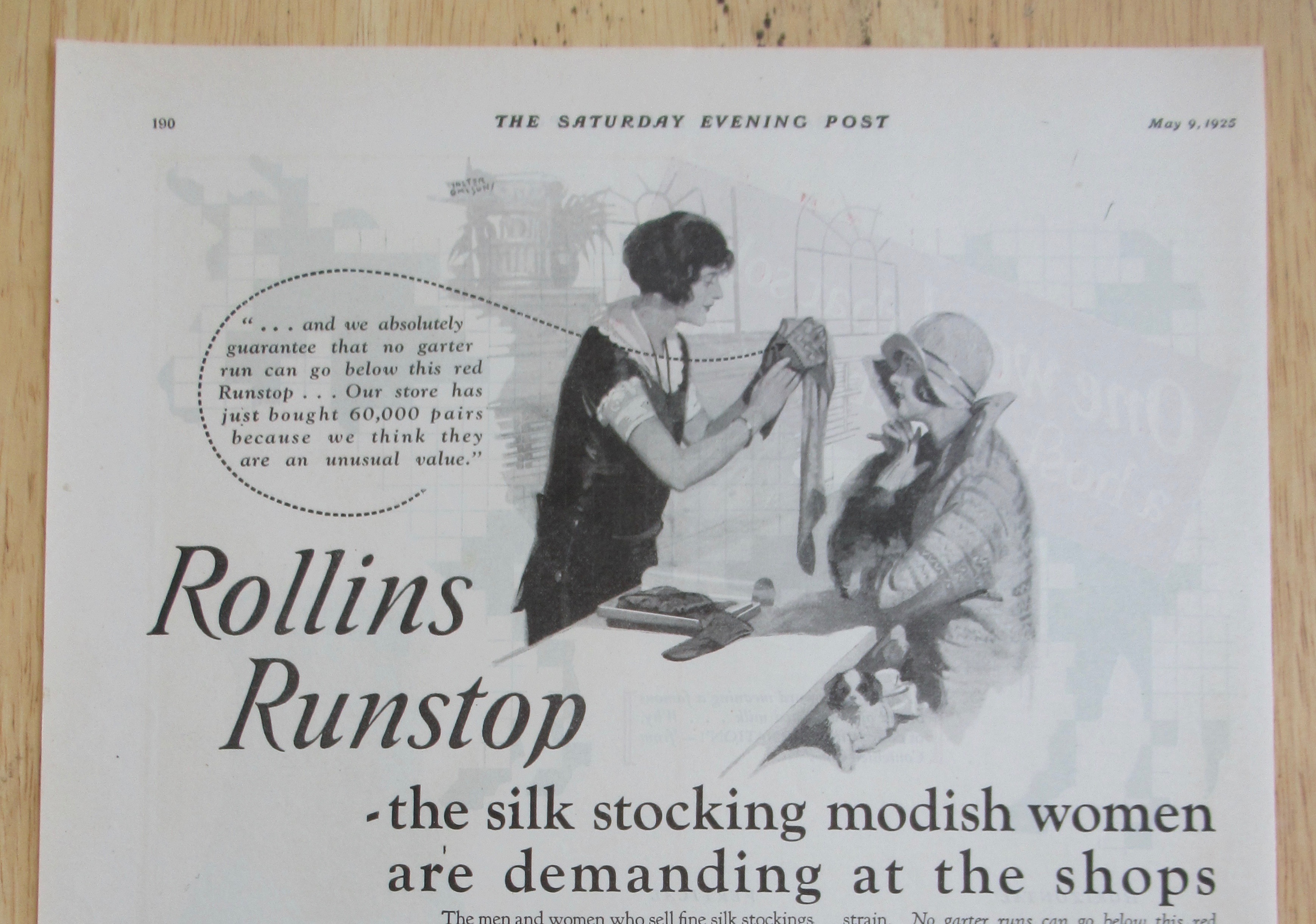 1925 Rollins Hosiery with Two Women Talking About Nylon