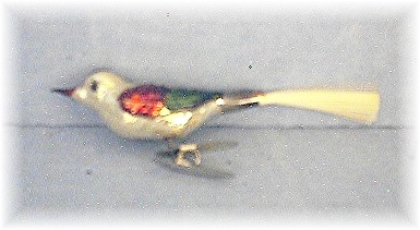 Christmas Bird Silver/Red/Green Handblown Glass