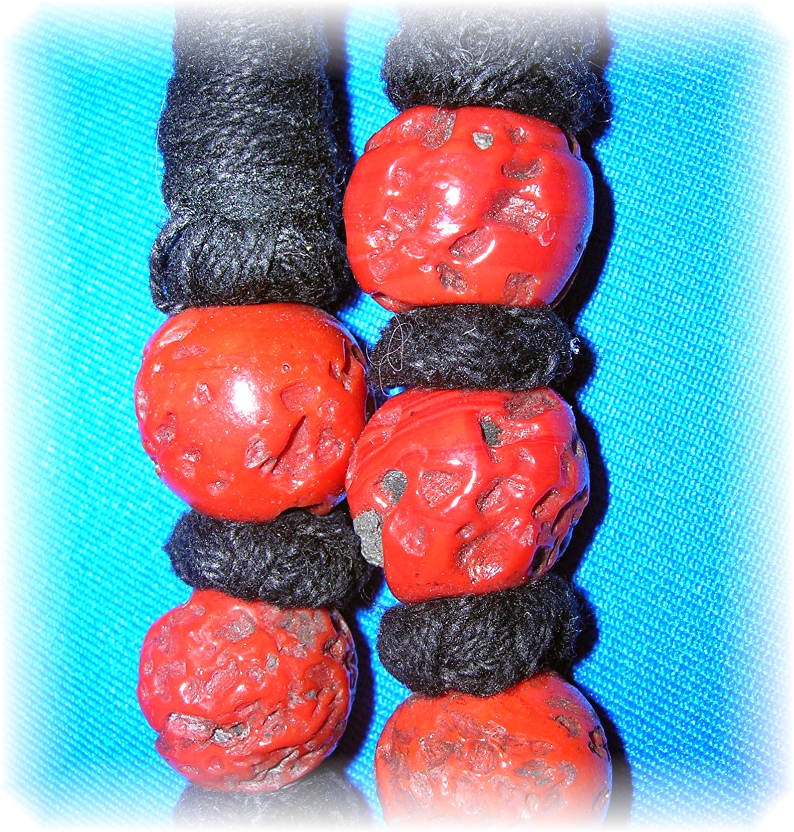 Coral Necklace Black Cord  Estate Piece