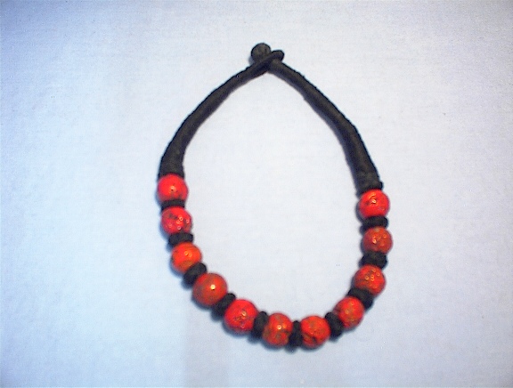 Coral Necklace Black Cord Estate Piece