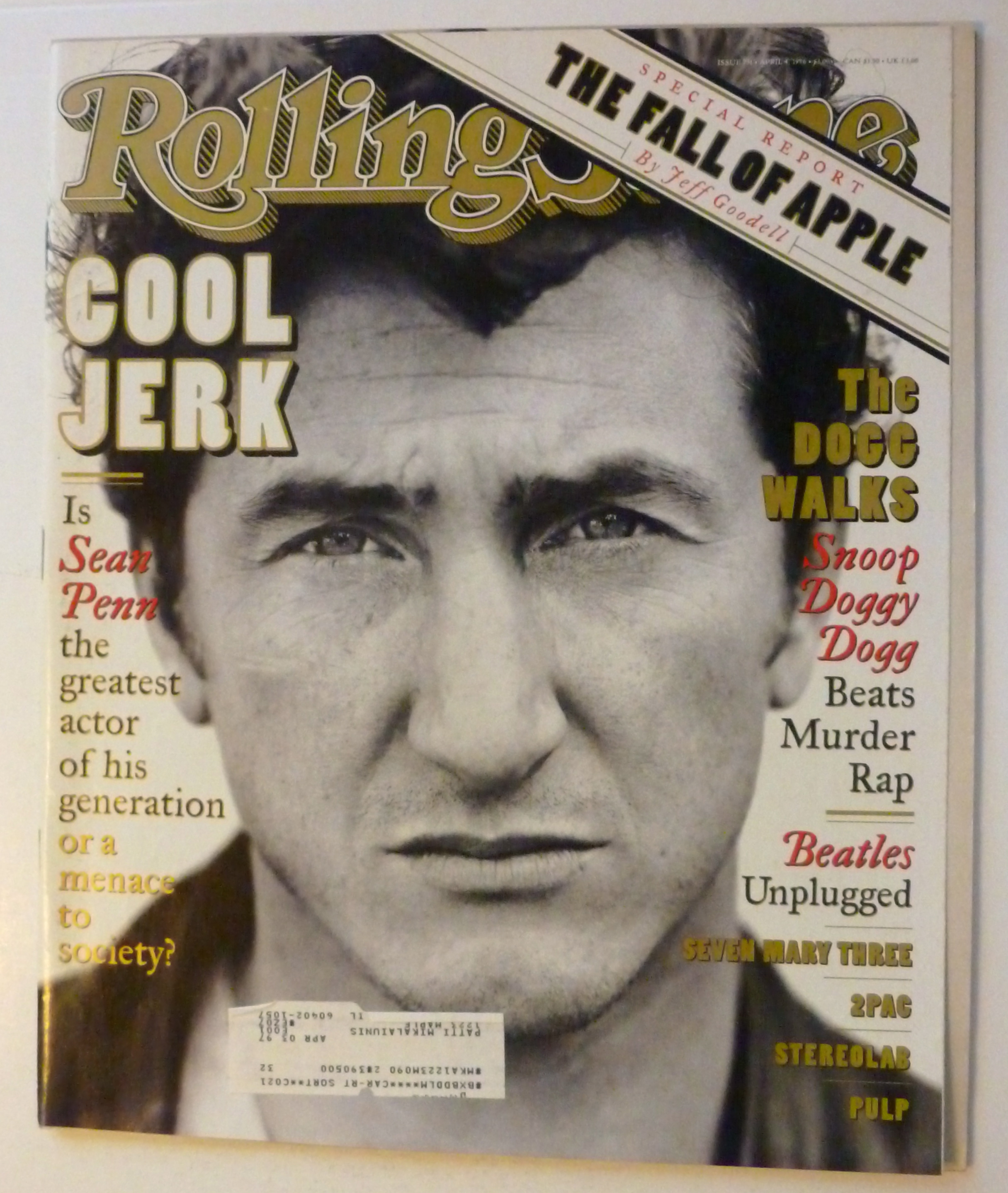 Rolling Stone Magazine April 4, 1996 Sean Penn