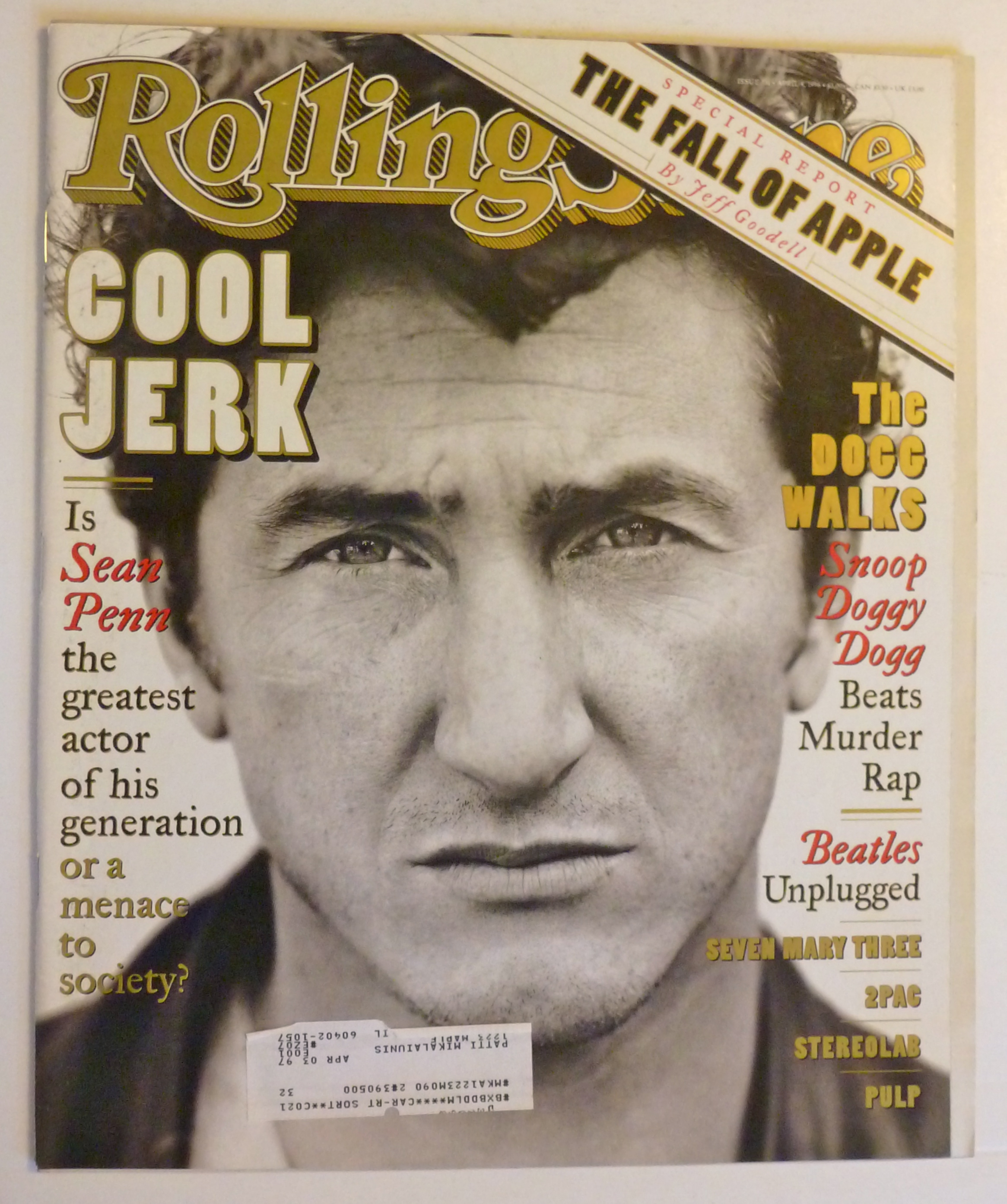 Rolling Stone Magazine April 4, 1996 Sean Penn