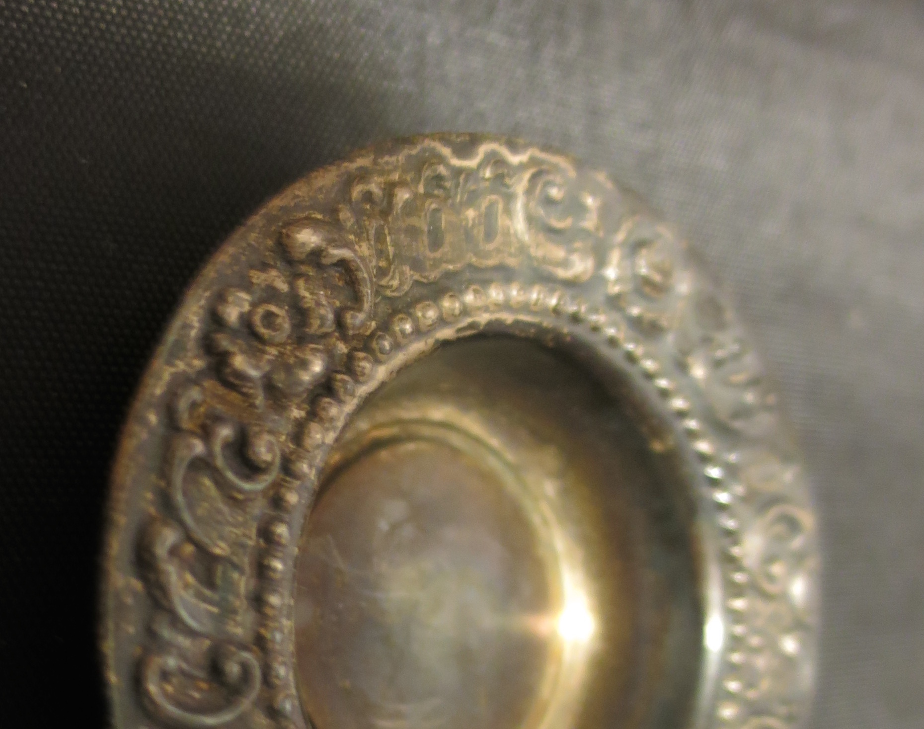 Sterling Silver Repousse Salt Cellar Signed