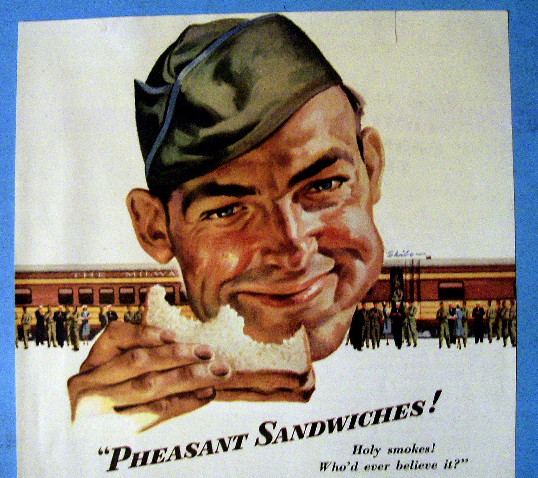1945 Milwaukee Road with Soldier Eating Sandwich