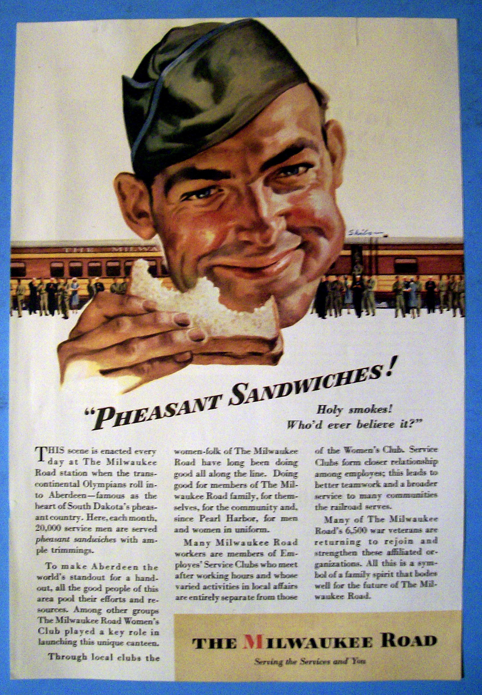 1945 Milwaukee Road with Soldier Eating Sandwich