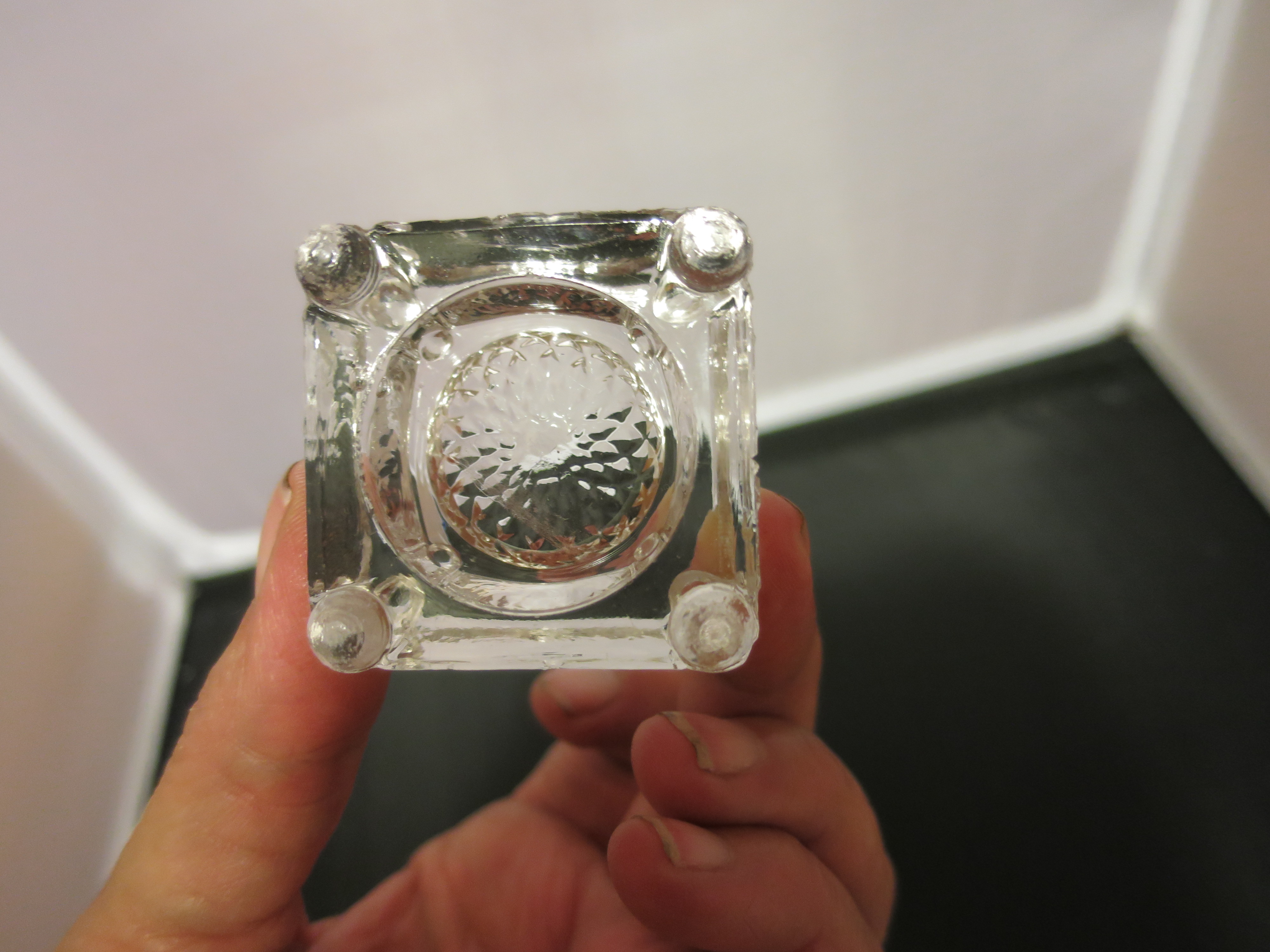 Square Floral Salt Cellar with Column Feet