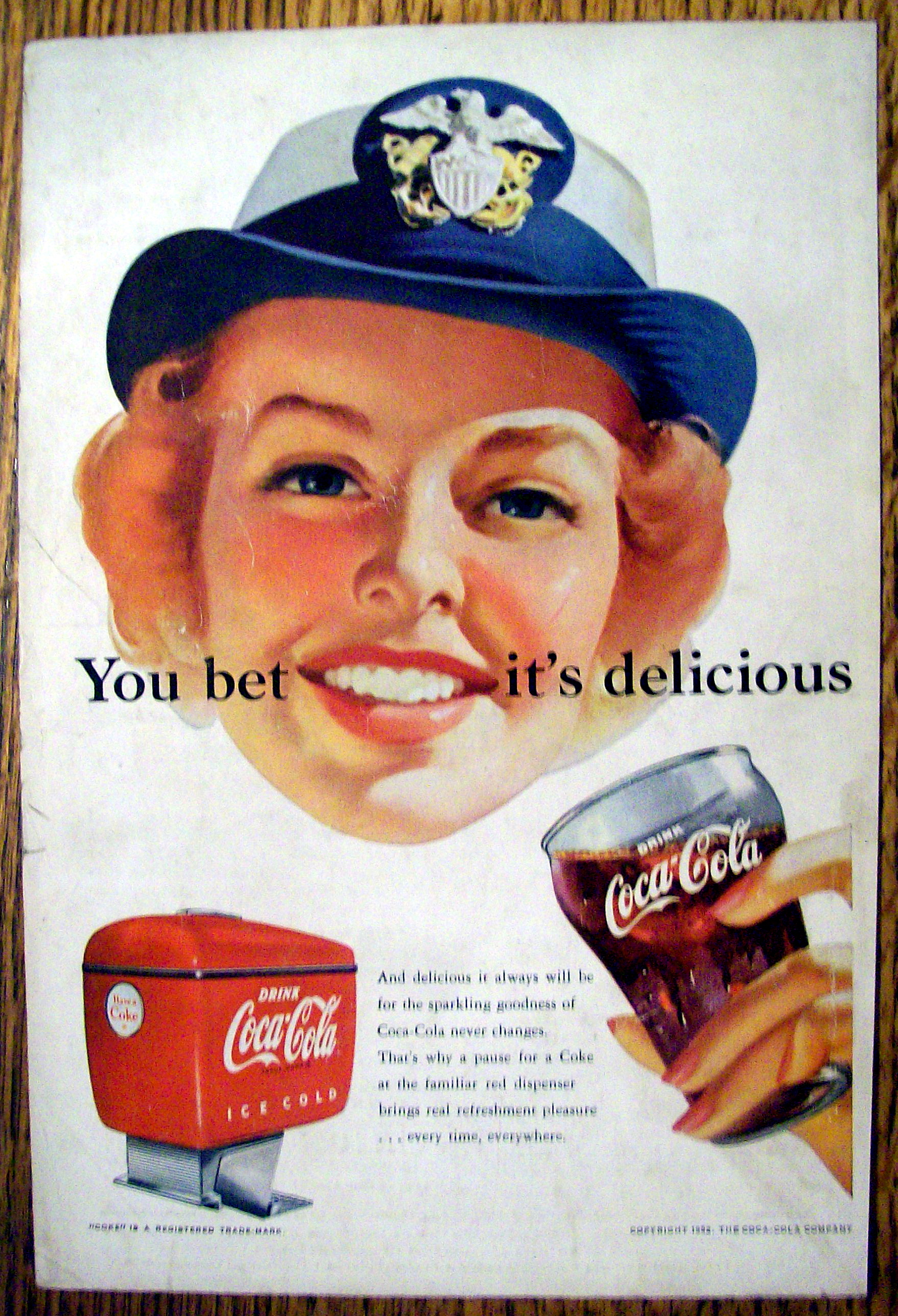 1952 Coca Cola (Coke) w/Woman Soldier Smiling