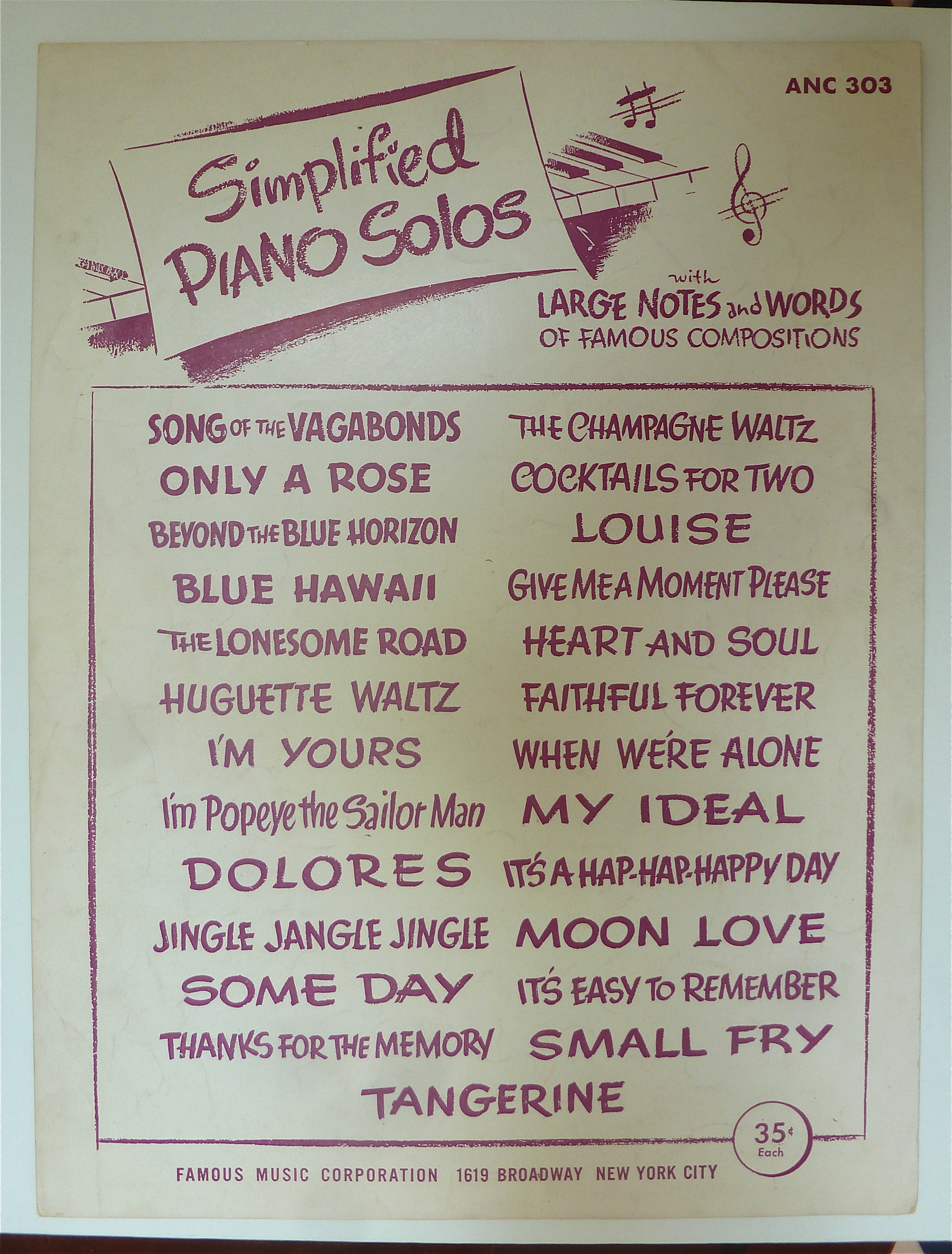 Sheet Music 1948 Sunflower