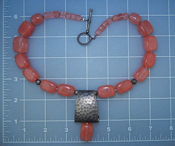 Silpada Hammered Sterling Silver Pink Cherry Crystal Ne