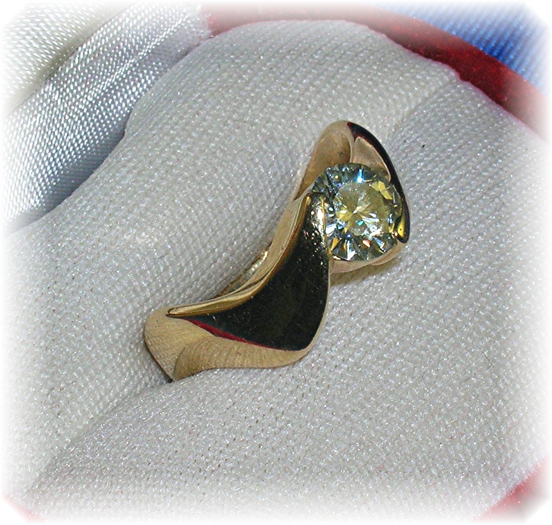 14K Gold and 1 ct Moissanite Ring