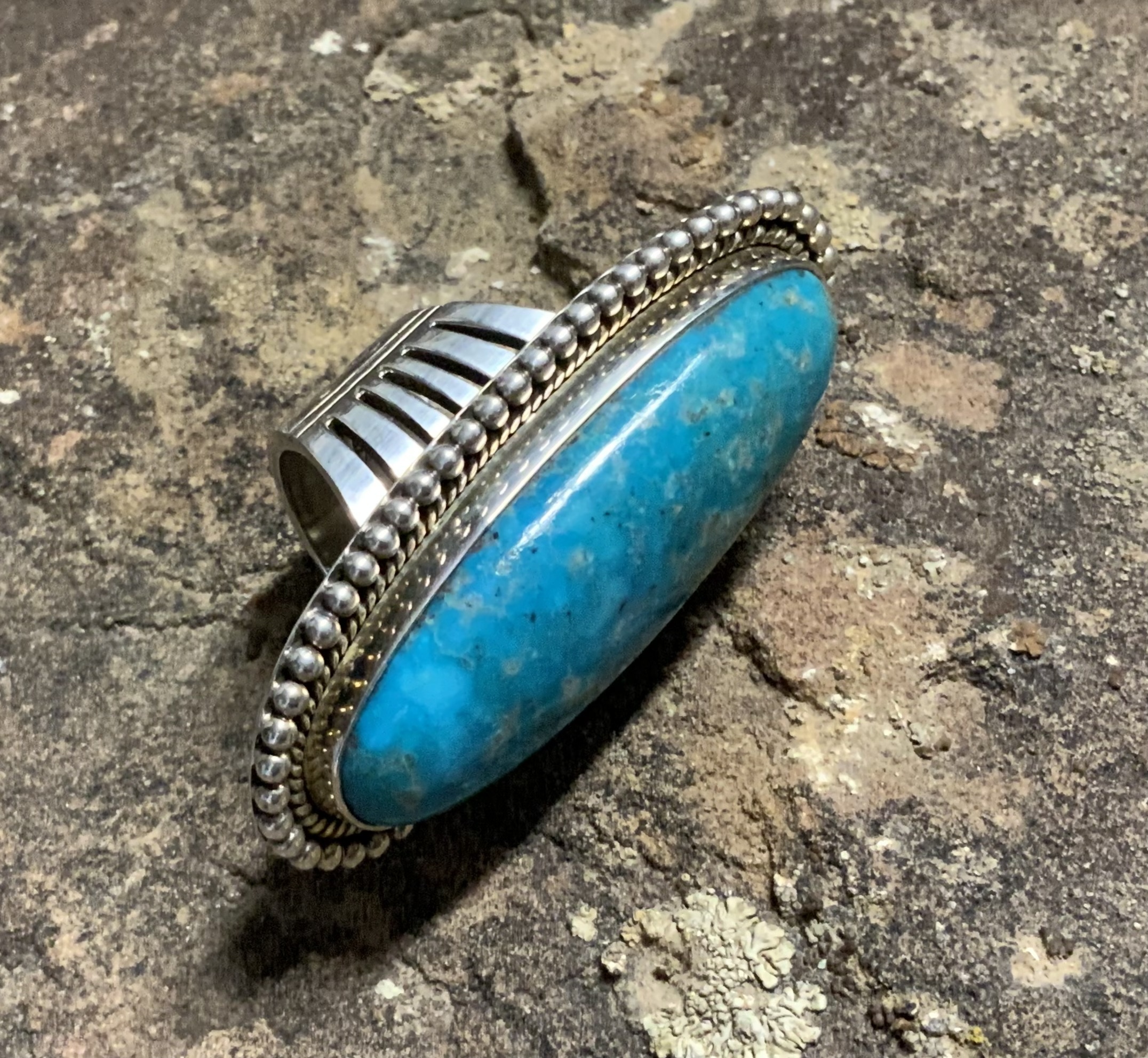 Dan Dodson Sterling Silver Turquoise Adjustable Ring