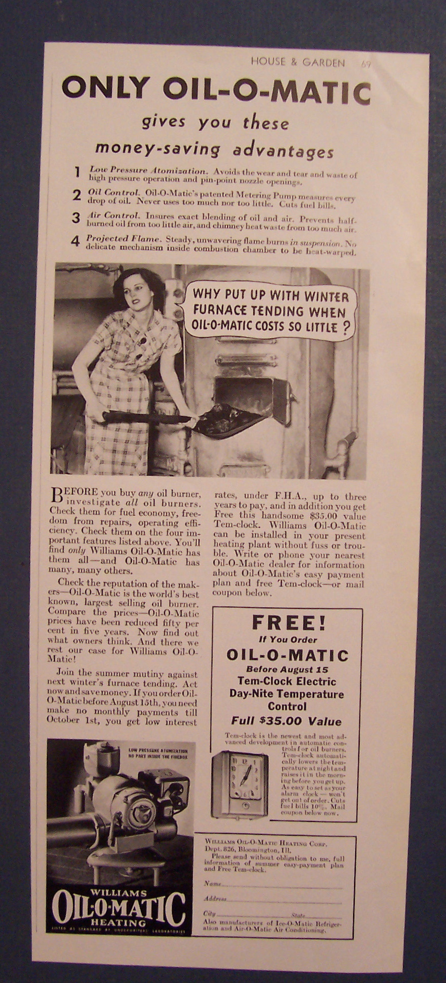 1936 Williams Oil -O- Matic Heating
