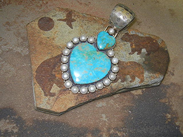 Dan Dodson Kingman Turquoise Sterling Silver Pearl Pend