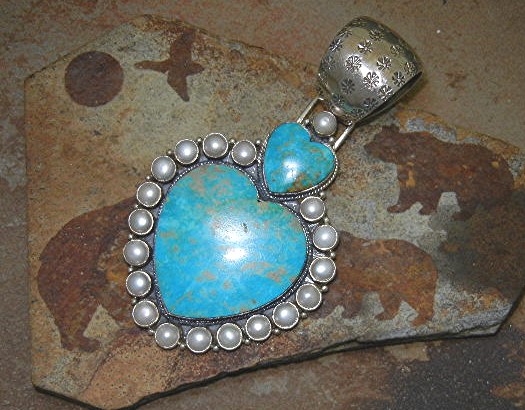 Dan Dodson Kingman Turquoise Sterling Silver Pearl Pend