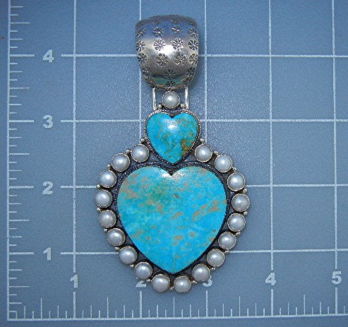 Dan Dodson Kingman Turquoise Sterling Silver Pearl Pend
