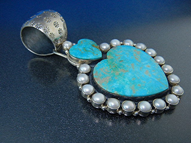 Dan Dodson Kingman Turquoise Sterling Silver Pearl Pend