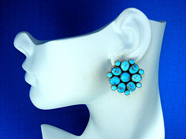 Federico Jimenez Sterling Silver Turquoise Pearl Clip E