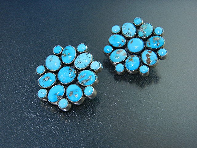 Federico Jimenez Sterling Silver Turquoise Pearl Clip E