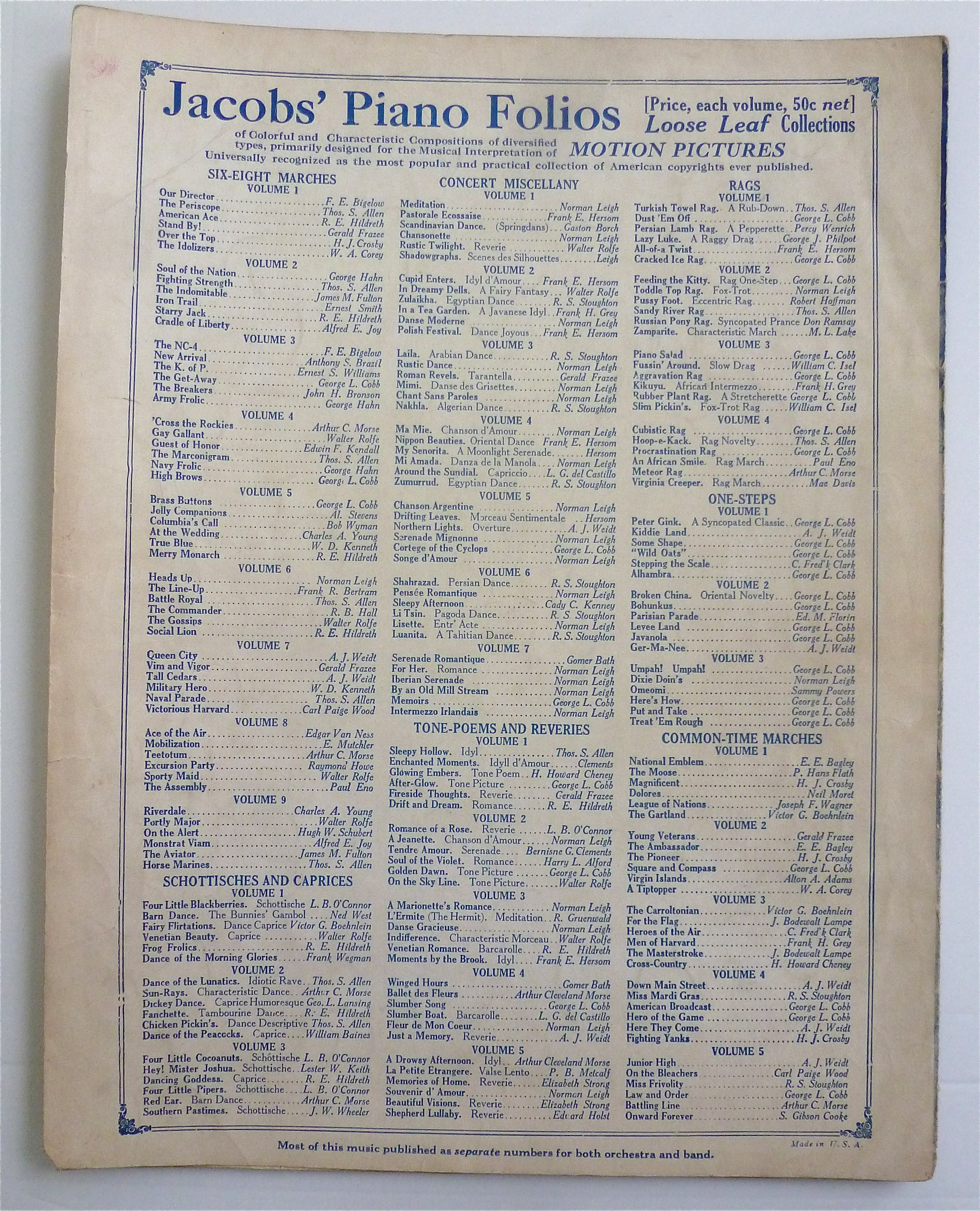Sheet Music For 1927 National Emblem March