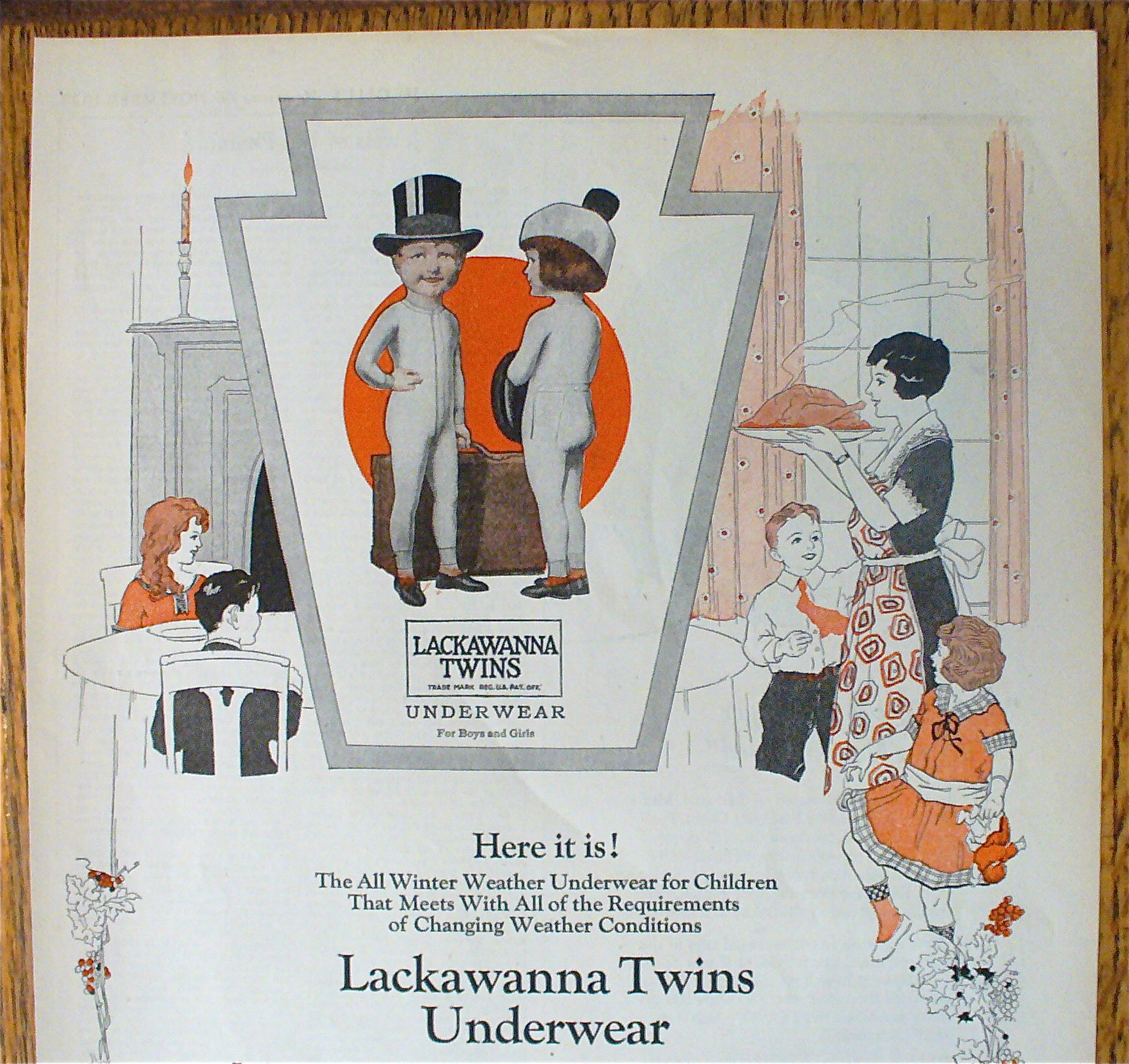 1923 Lackawanna Twins Underwear w/ Boy & Girl