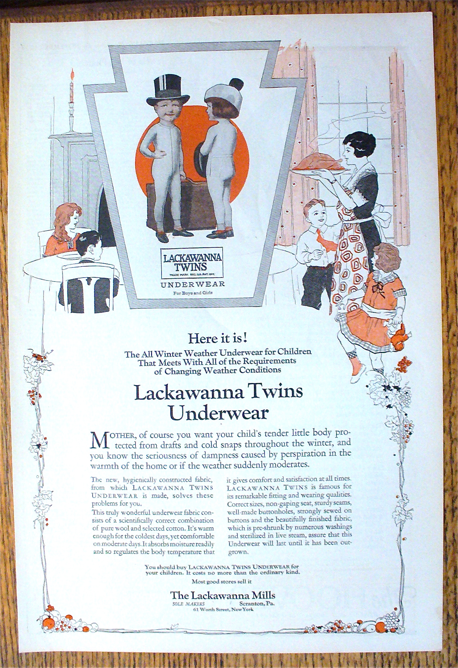 1923 Lackawanna Twins Underwear w/ Boy & Girl