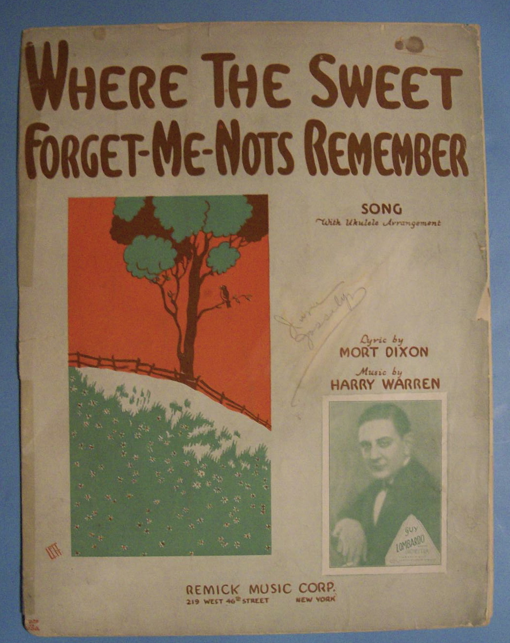 Sheet Music For 1929 Where The Sweet Forget-Me-Nots..