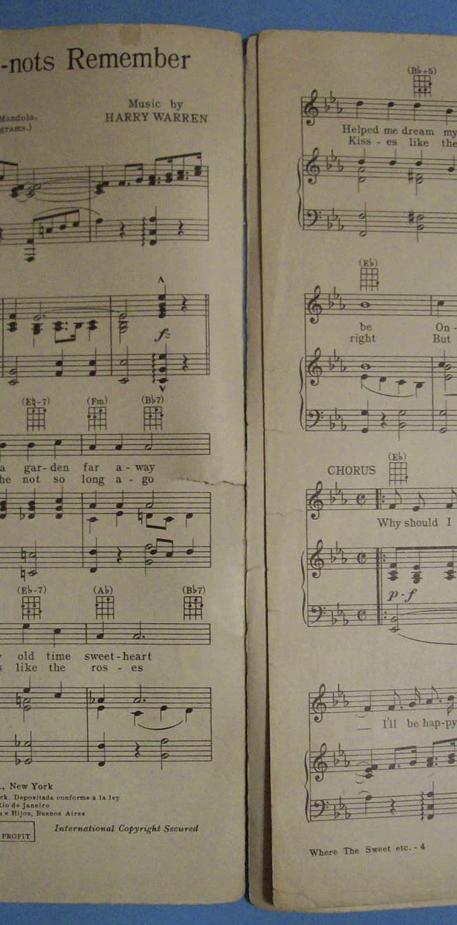 Sheet Music For 1929 Where The Sweet Forget-Me-Nots..
