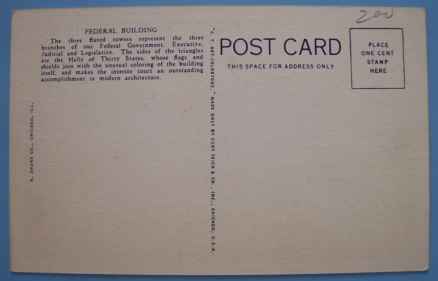 Federal Building Postcard (1933 Century Of Progress)