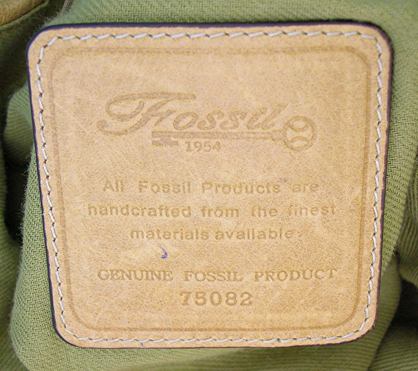 Fossil Tan Leather Drawstring Tote Bag.