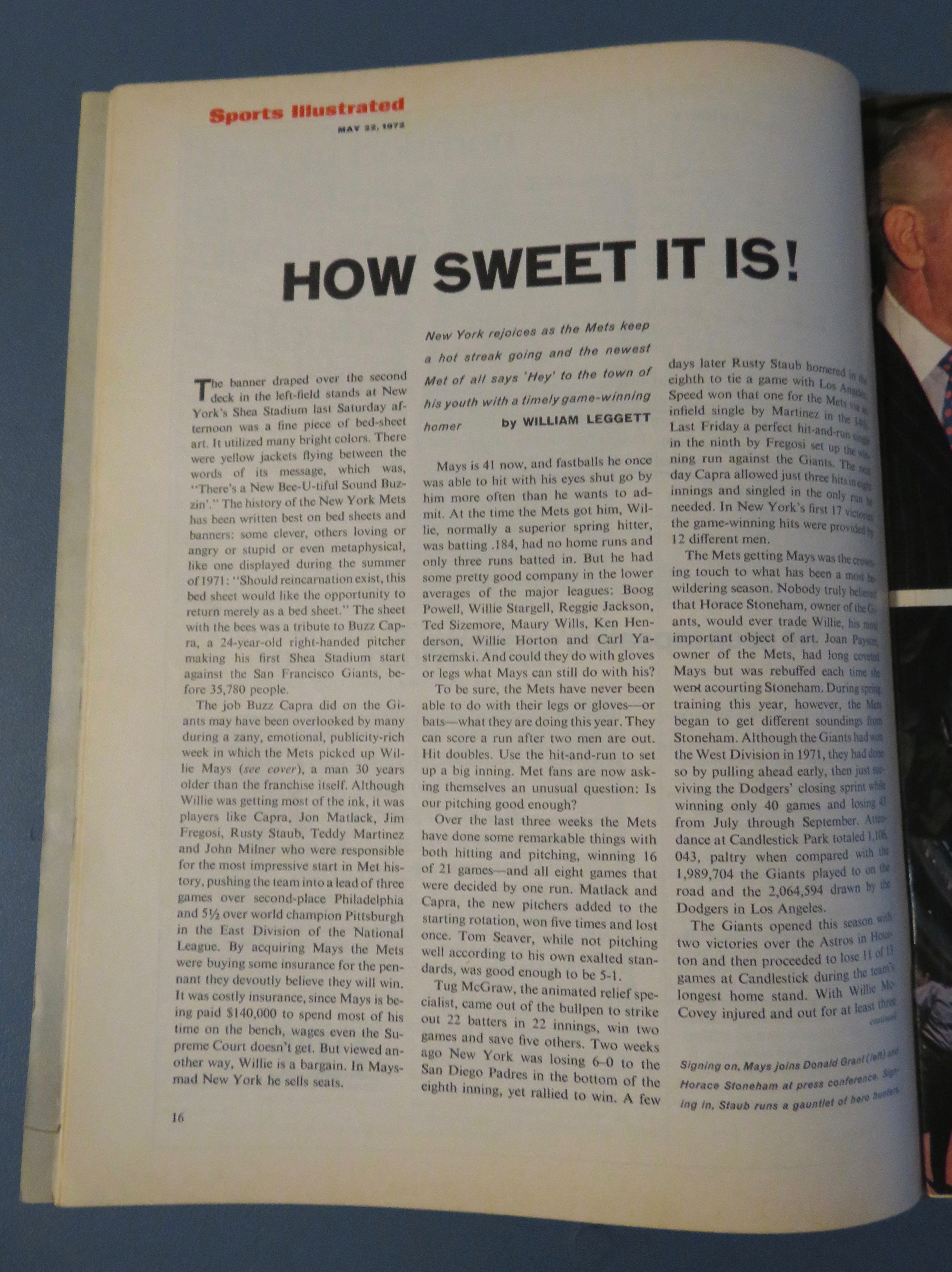 Sports Illustrated Magazine - May 22, 1972 - Mets