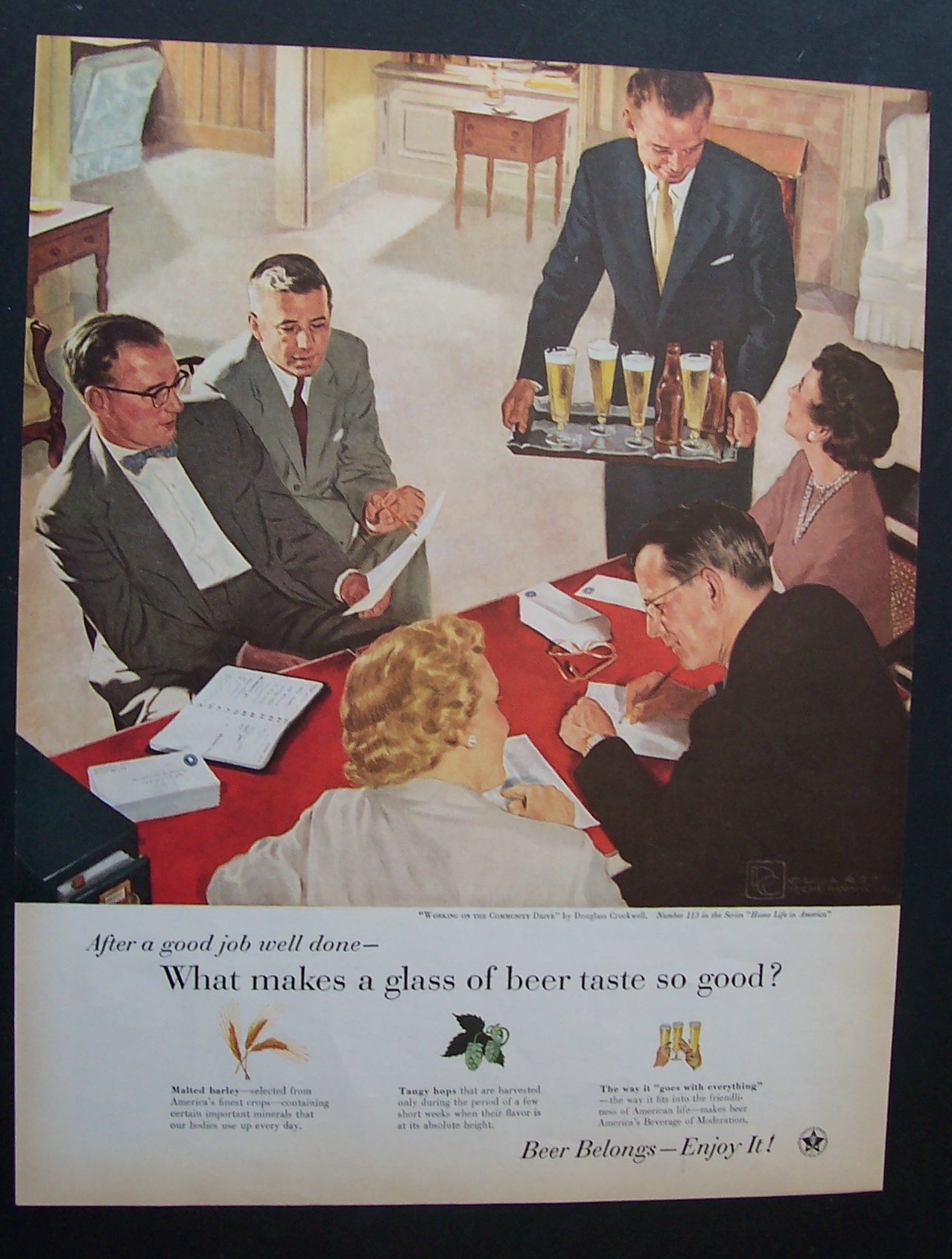 1955 Beer Belongs By Douglas Crockwell
