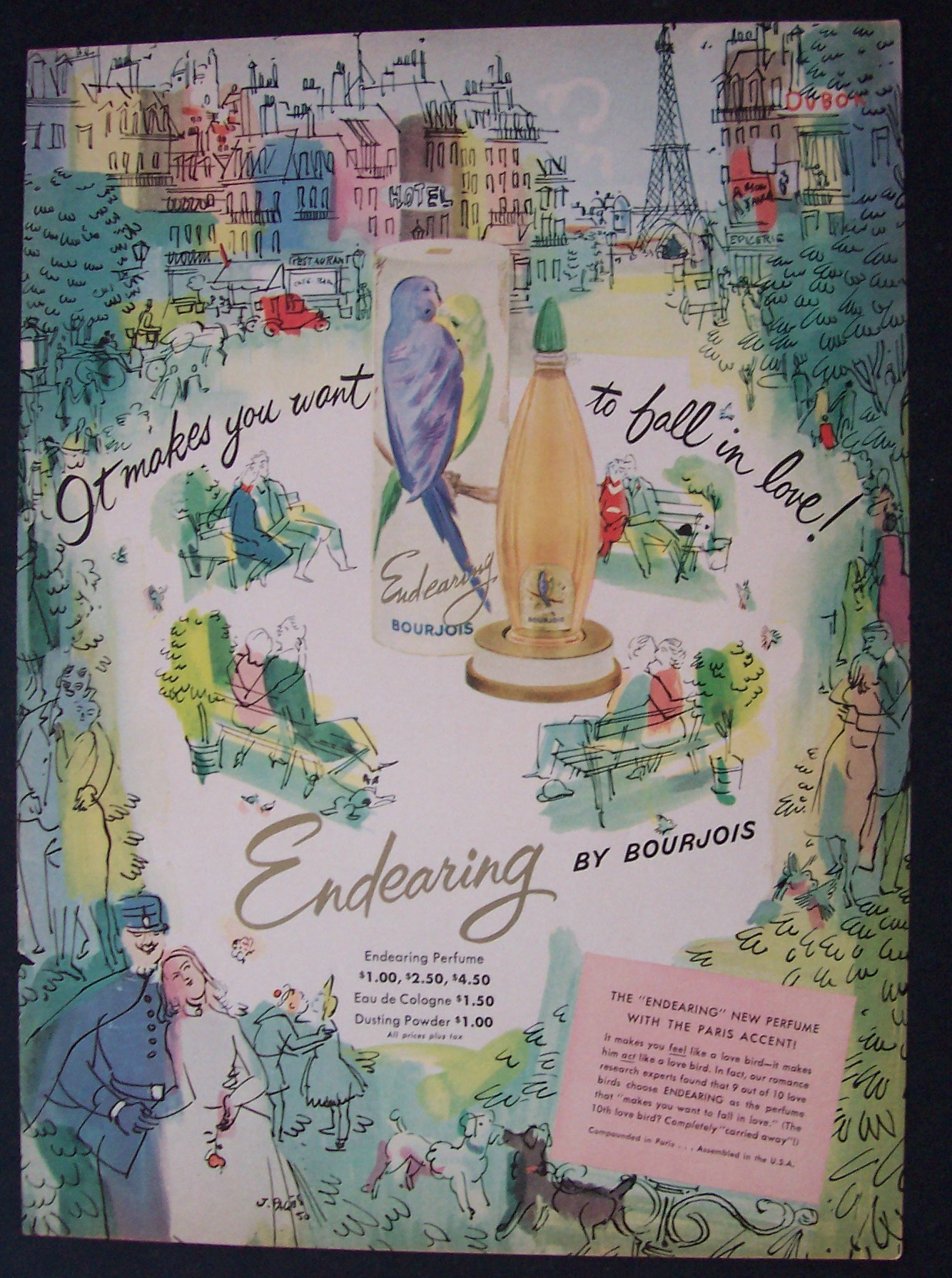 1950 Endearing By Bourjois with Bottle Of Perfume