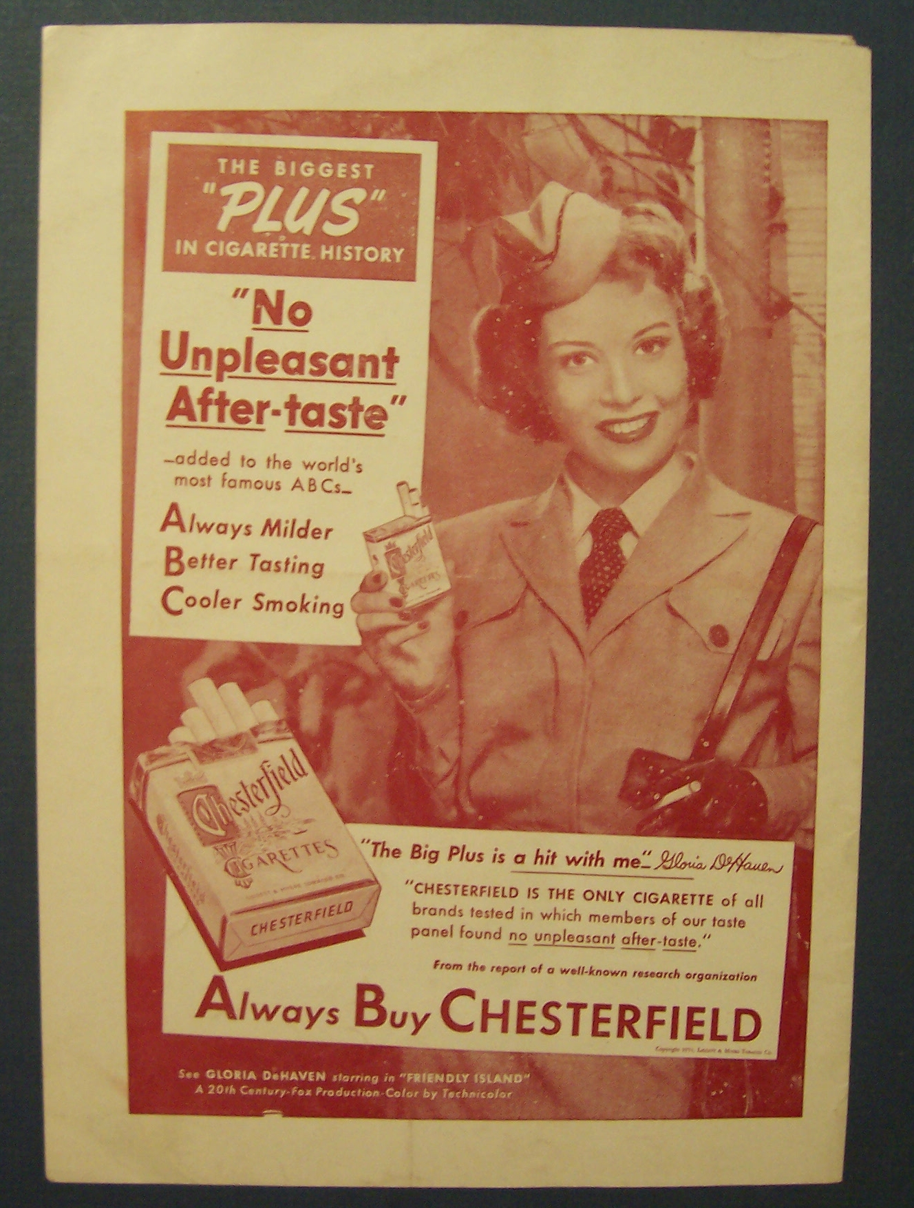 1951  Chesterfield  Cigarettes with Gloria DeHaven