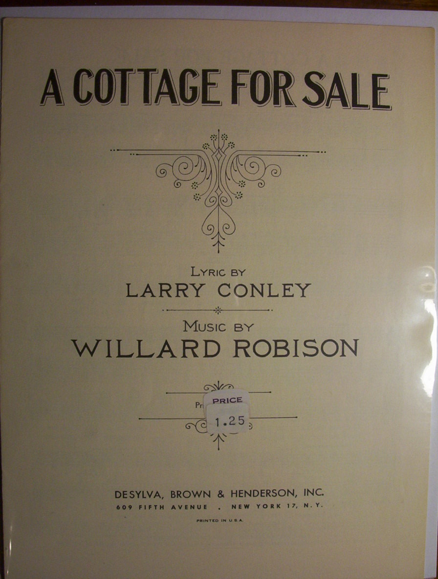 Sheet Music For 1930 A Cottage For Sale